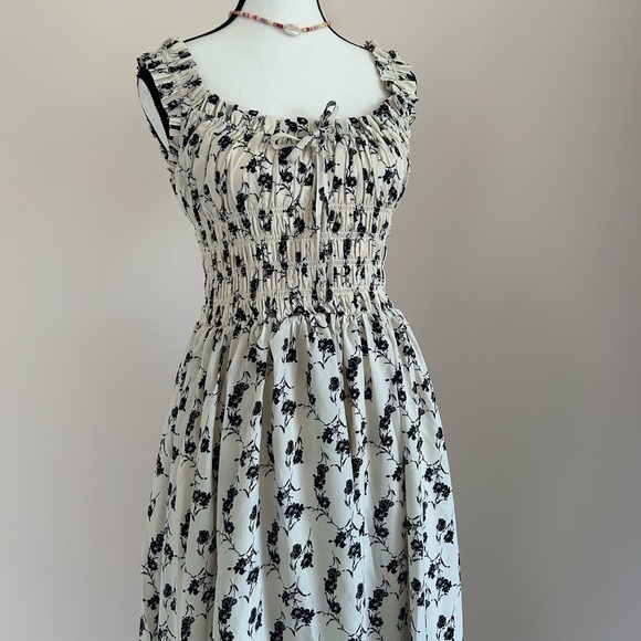 Floral Smocked Midi Dress with Ruffle Straps - Picture 7 of 12
